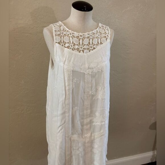 Knox Rose White Cotton Embroidered Lace Sleeveless Dress sz Small - Picture 3 of 9